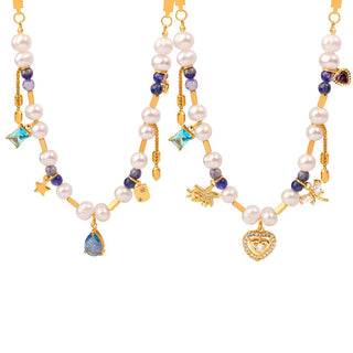 18K gold drop charm necklace - SMODDO 