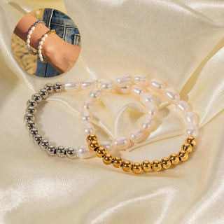 Pearl and Metal Bead Bracelet