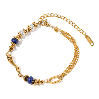 18k Pearl and Lapis Lazuli Bracelet - SMODDO 