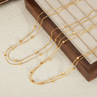 18K gold double-layered square bead necklace - SMODDO 