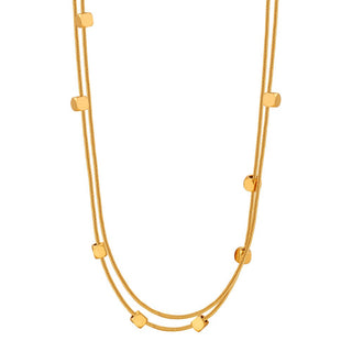 18K gold double-layered square bead necklace - SMODDO 