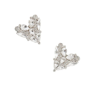 Sterling silver Crystal Heart Earrings with sparkling zirconia stones, designed for a delicate and elegant look