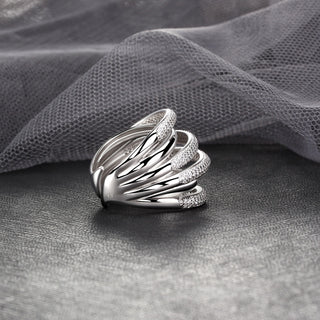 Sterling silver Dazzle Ring with Palladium white gold plating and pavé zirconia bands