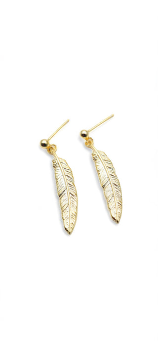 18K Gold plated Sterling Silver Feather Earrings - SMODDO 