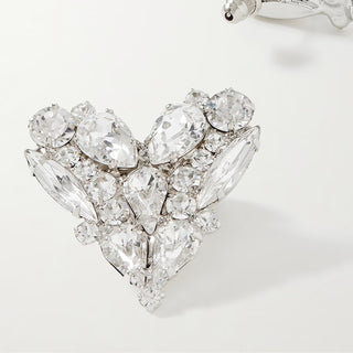 Sterling silver Crystal Heart Earrings with sparkling zirconia stones, designed for a delicate and elegant look