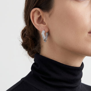 Pave V Shape Hoops