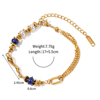 18k Pearl and Lapis Lazuli Bracelet - SMODDO 
