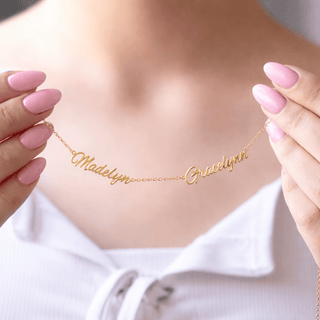 Custom Double Name Gold Necklace - SMODDO
