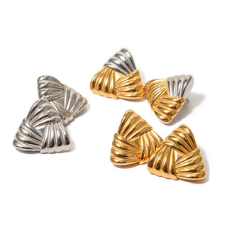 18k gold classic fashion triangle with braided texture design earrings - SMODDO 