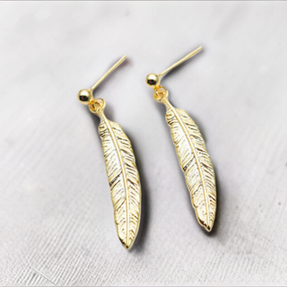 18K Gold plated Sterling Silver Feather Earrings - SMODDO 
