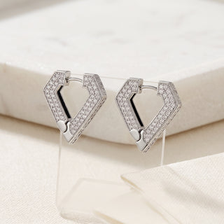 Pave V Shape Hoops
