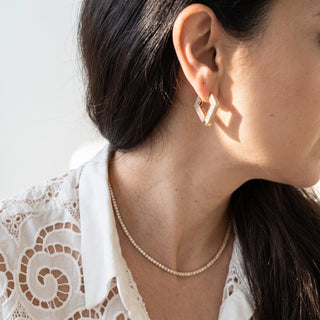 Pave V Shape Hoops