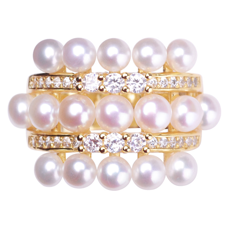 Multi-Bead Freshwater Pearl Ring-Rings-SMODDO