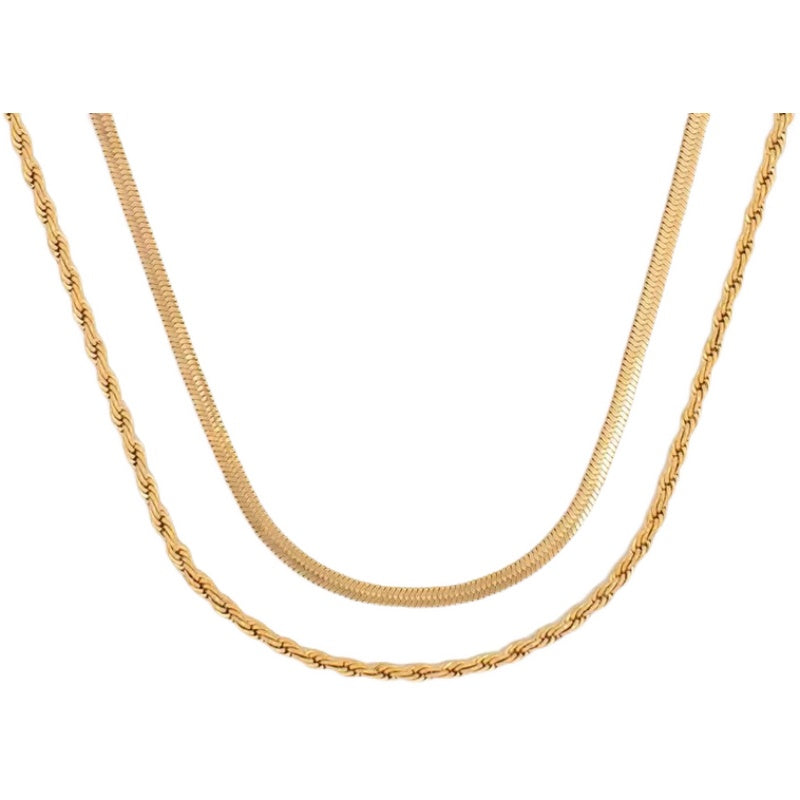 Double Layer Snake Bone Chain Necklace-Necklaces-SMODDO