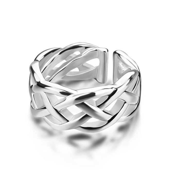 Braided interweave ring with silver plating-Rings-SMODDO