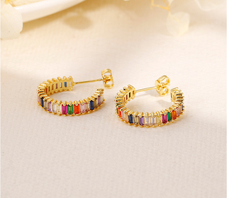 Rainbow Hoop Earrings-Earrings-SMODDO