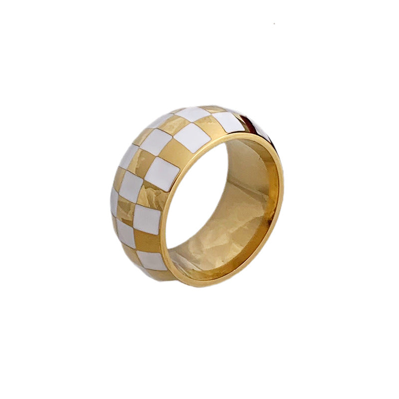 Checkered Enamel Ring-Rings-SMODDO