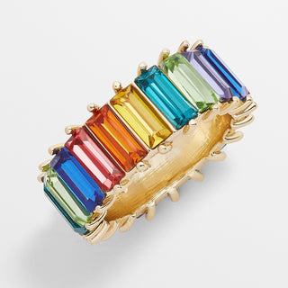 Rainbow Baguette Stackable Ring-Rings-SMODDO